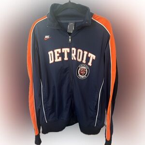 Nike Cooperstown Collection Detroit Tigers Navy and Orange Jacket